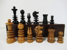 ANTIQUE CHESS SET OLD ST. GEORGE PATTERN K 80mm & BOX NO CHESS BOARD