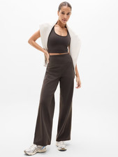 Athleta MT M TALL Elation Ultra High Rise Wide Leg Pant Truffle Brown NWT NEW