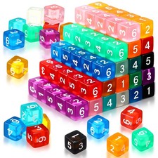 100 Pcs 16mm Dice Set Bulk, 6 Sided Standard Colored Dices with Numbers, D6 P...