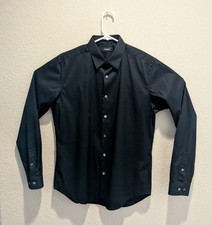 Theory Sylvan Precise Dress Shirt Mens Rich Black LS Button Up - M EUC