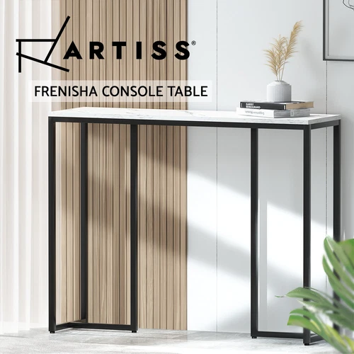 Artiss Console Table Hallway Table With Marble Effect Tabletop White Entry Table - Picture 1 of 10
