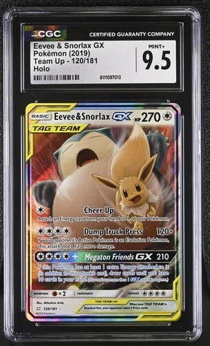 CGC 9.5 Eevee & Snorlax GX 120/181 Sm-Team Up Holo