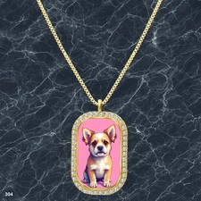 Stunning Cute Dog Puppy Pendant Necklace Picture Design Unique Gold Tone Cool