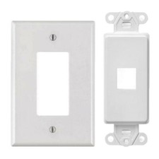 White 1 Port Decora Keystone Snap-in Jack Modular Wall Insert Cover Plate 1/pk