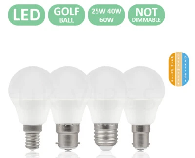 LED Golf Ball 3W=25w 5W=40w 7W=60Watt Bulbs Warm Cool Day White B22 E27 E14 Lamp - Image 1 of 4