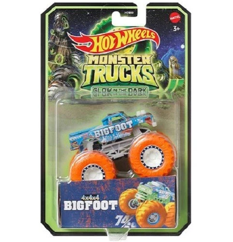 BIGFOOT 4x4x4 Big Foot Glow in the Dark Monster Trucks Hot Wheels Die-cast 1:64