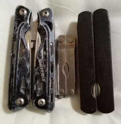 Lot of 3 Pocket knives/Multi Tools- Gerber Clutch - Leatherman Micra - Sheffield