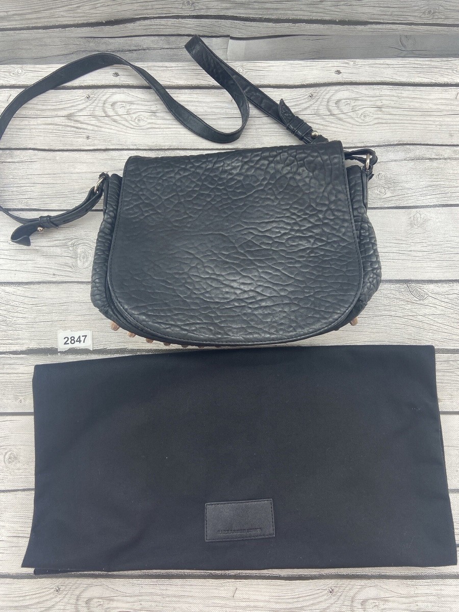 Alexander Wang Lia Studded Crossbody Satchel Bag ROSEGOLD Pebbled 