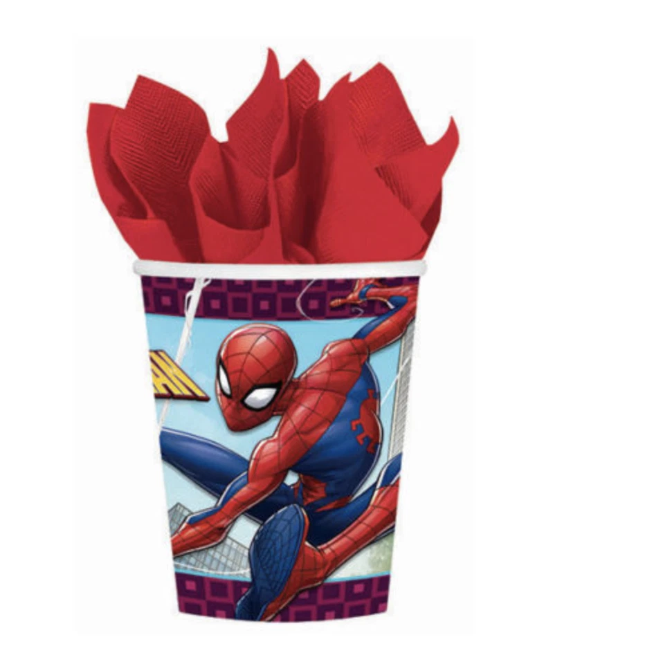 Juego de vajilla de fiesta de cumpleaños Spiderman palmeada Wonder Boy cubierta de mesa platos taza Foto 4 de 4