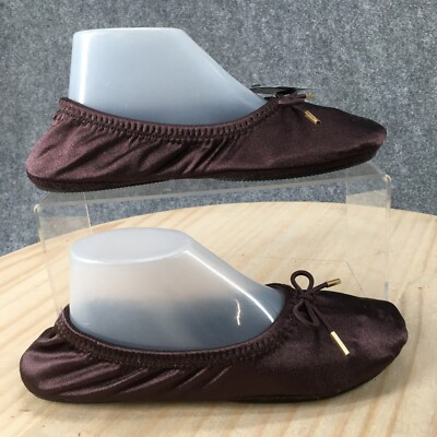 Isotoner Shoes Womens 5-6 Sloan Satin Ballet Flats Brown Comfort Round Toe