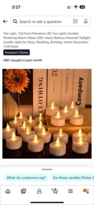 Tea Light Flameless LED Tea Lights Candles Flickering Yellow, 114 count