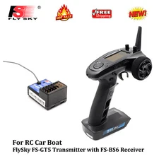 FLYSKY FS-GT5 2.4G 6CH AFHDS RC Transmitter FS-BS6 Receiver for RC Car Boat R4U9