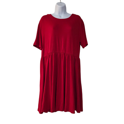 Agnes And Dora Sundress Womens Cranberry Red S Round Neck Ruffled Stretch