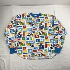 Vintage Mickey Mouse Sleep Shirt Adult Medium Colorful Pullover Button Up Disney