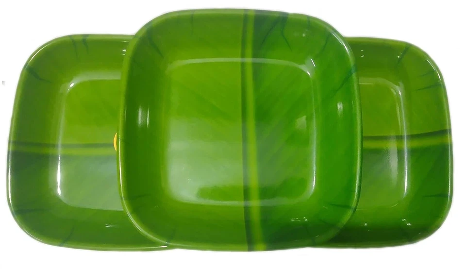 Banana Leaf South Indian Ice Cream Starters Serving Melamine Plate 6" Pack of 6 - Image 3 of 4