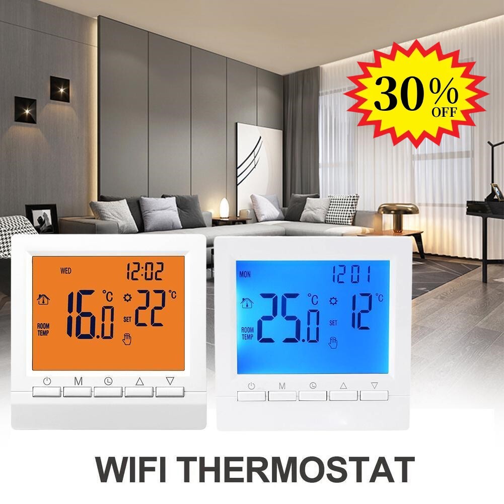 Smart Thermostat Temperature Controller For Water Gas Boiler Heating LCD display-image