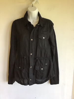 Womens Volcom light weight jacket size Small, black, full zip and button up