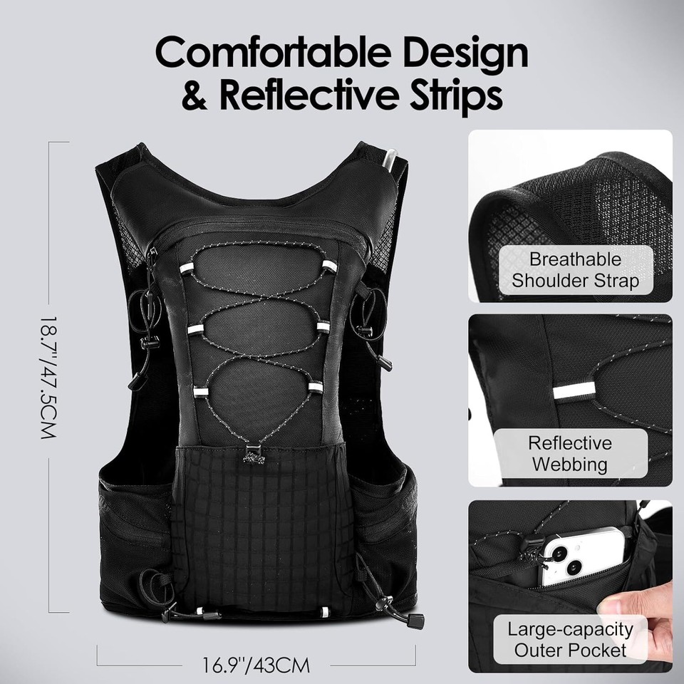 Hydration Packs Water Vest Backpack Lightweight Bag black eBay