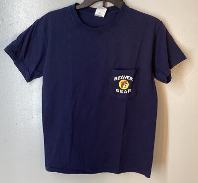Buckees Logo T-Shirt Size S Blue Crewneck Front/back Hit Beaver Gear Front Poc