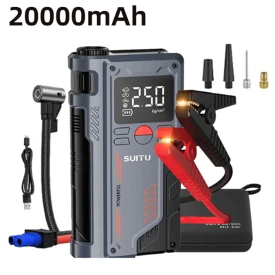 MARKENLOS Auto KFZ Starthilfe Jump Starter 20000mAh Powerbank Kompressor Luftpumpe Notfall