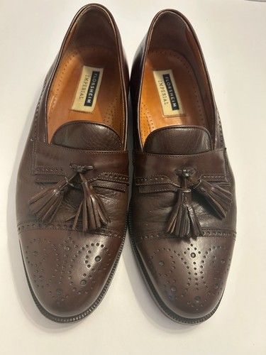 Florsheim Imperial Men's Size 9 D Brown All Leather Tassel Loafers Shoes Italy - Picture 2 of 8