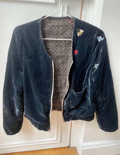 Bellerose Reversible Bomber Jacket uk8 navy velvet bugs &bees or beige tweed - Picture 4 of 24