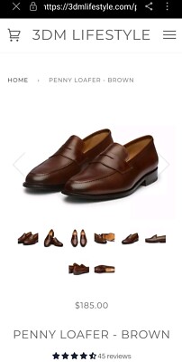 3DM Lifestyle SZ 12 12.5 US / 11 UK Brown Leather Penny Loafers Dress Shoes $185