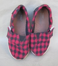 "TOMS" Toddlers Shoes Black Red Checks Easy Open Close Rubber sole CLASSIC T 7