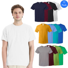 Hanes Essential T-Shirt Assorted Color Crewneck Short Sleeve Tee for Men Pack-12