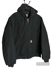 VINTAGE CARHARTT J140 BLK BLACK Quilted HOODED JACKET SIZE MEDIUM MADE IN USA