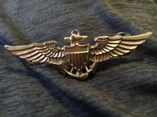 US Navy Pilot Wings Full Size Hallmarked Naval Aviator Gold Color