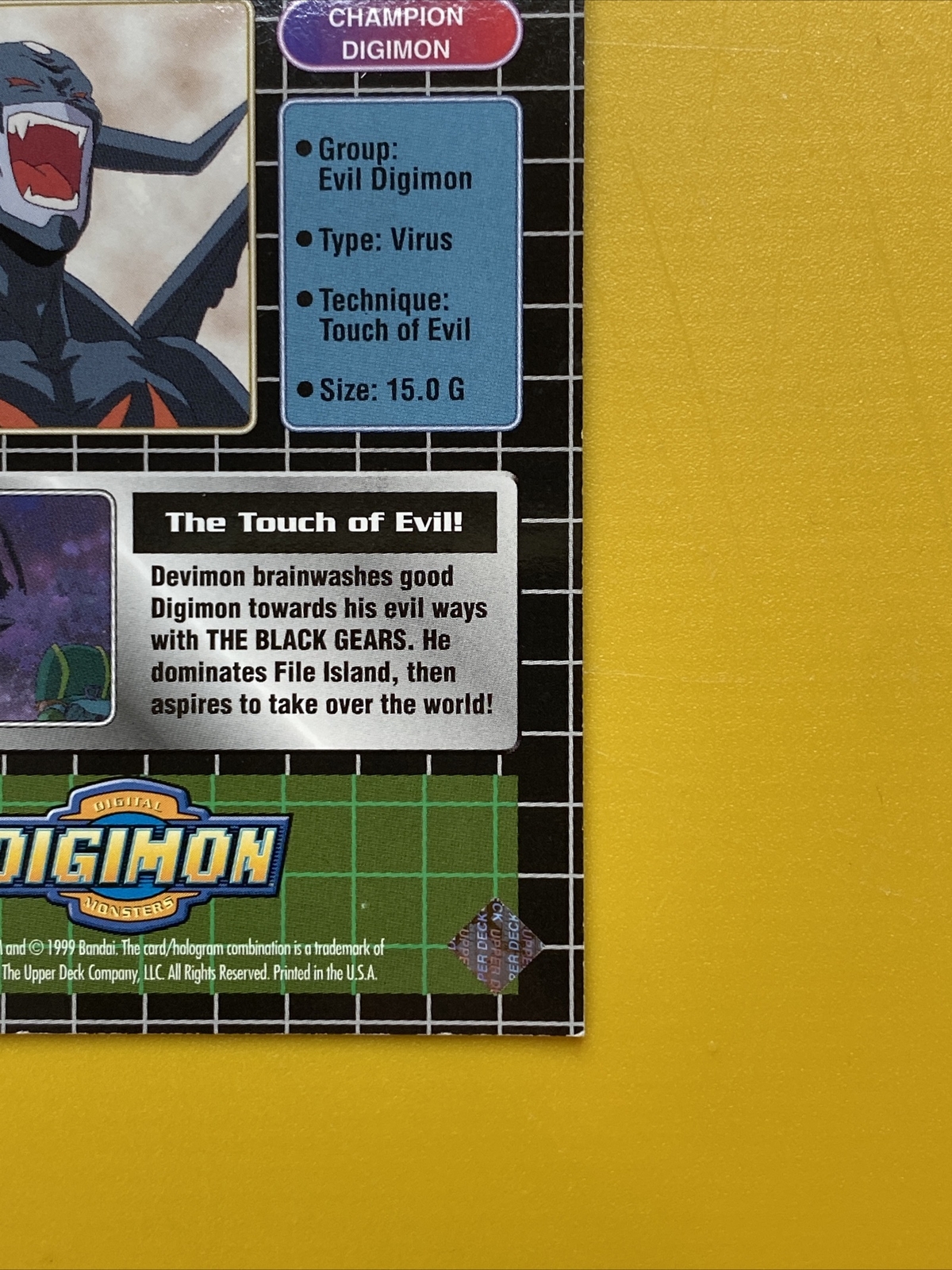 2000 Upper Deck Digimon Digital Monsters Series 1 Special Foil Devimon card #32 - Picture 8 of 10