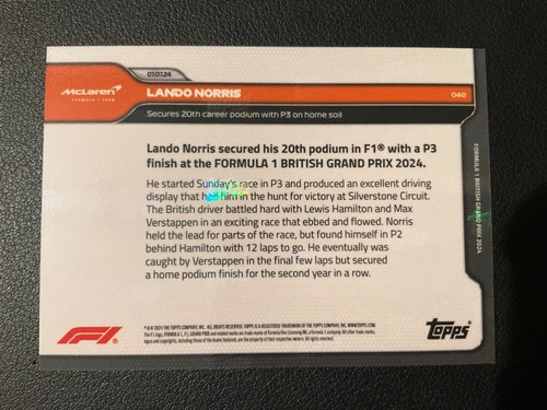 *PICK YOUR CARD* 2024 Topps Now Formula 1 F1 Base Set (UPDATED Jan 22, 2025) - 第 90/172 張圖片