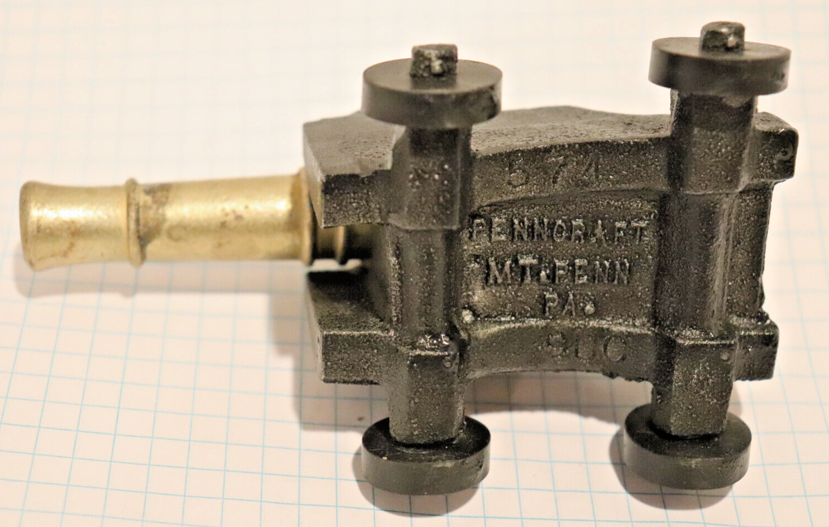 Vintage Cast Iron Brass Toy Cannon Penncraft Mt Penn PA #574 UC