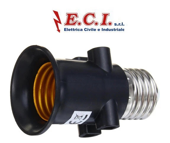 PORTALAMPADE E27 RUBACORRENTE CON DOPPIA PRESA 10A RUBA CORRENTE