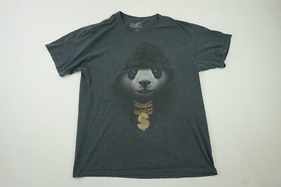 Shirts Happen T Shirt Mens Large Gray Panda $ Gold Chains Hoodie Graphic
