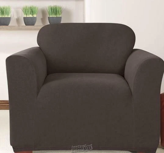 Funda protectora para silla de sarga elástica Surefit lavable a máquina tejido diagonal marrón  Foto 2 de 2