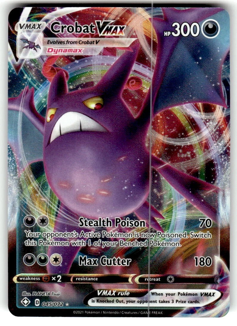 Crobat Vmax 045/072 Ultra Rare Shining Fates Pokemon Card Near Mint Nm Mint