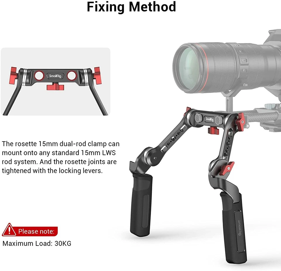 SmallRig Shoulder Rig Dual-Handle Kit Rosette Handle Kit Portable Video - Image 2 of 4