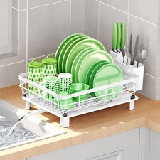 Drying Dish Rack Drain Board Set Utensil Hold...