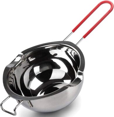 Stainless Steel Double Boiler Pot with Heat Resistant Handle for 600ML, Red 