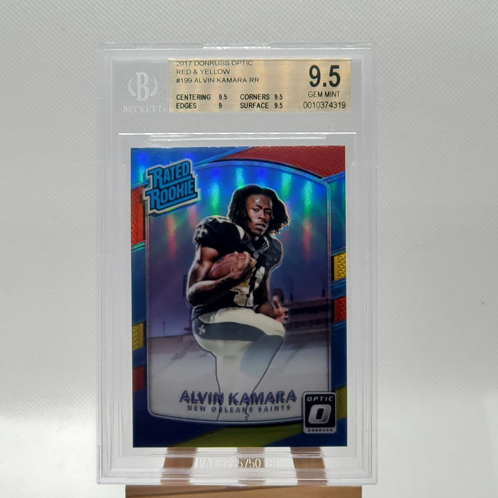 Alvin Kamara 2017 Donruss Optic Red & Yellow Rookie BGS 9.5 Gem Mint Saints RC