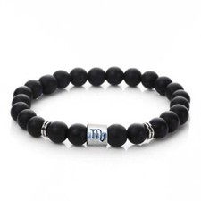 Black Onyx Matte Stone Scorpio Zodiac Sign Br...