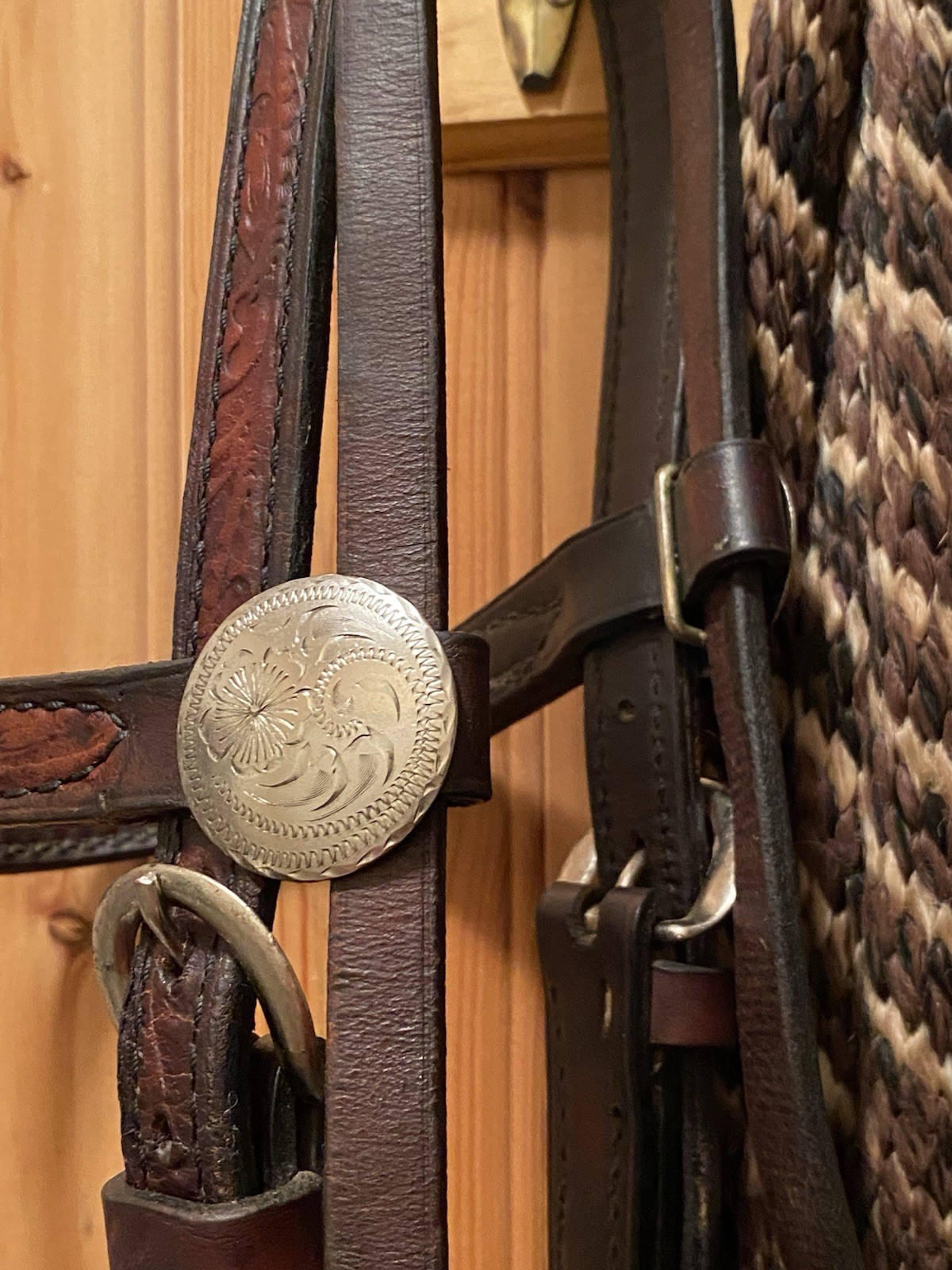 Mecate Western Snaffle Bridle Silver Tooled Big Bend Saddlery Texas Cowboy Tack