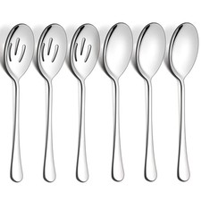 6 PCS Serving Spoons Set Stainless Steel Large Slotted 9.8 Inch Buffet Cater