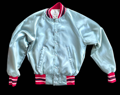 Vintage David James Sports Wear Satin Bomber, Fleece Lined Jacket SMALL-  USA