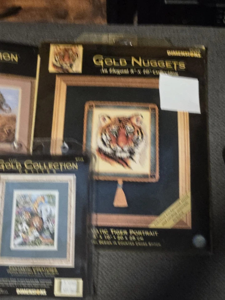 Золотая коллекция / самородок / маленькая вышивка крестом лот из 3 львов/тигров - Изображение 4 из 4