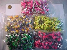 100 NEW LEAD HEAD JIG HEADS 3/8 OZ. WALLEYE FISHING JIGS 1/0 ASSORTED COLORS SET