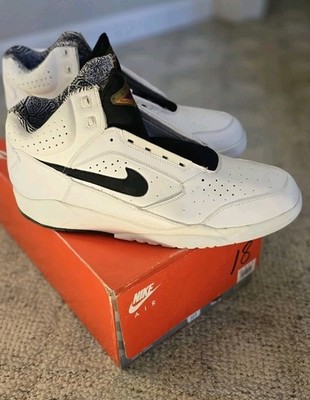 NOS c1989 OG Nike Air Flight Lite Mid White Black Sz 18 Taiwan W BOX NEVER WORN