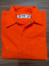 Red Kap Industrial Work Shirt Men's L Enhanced Visibility Long Sleeve Orange